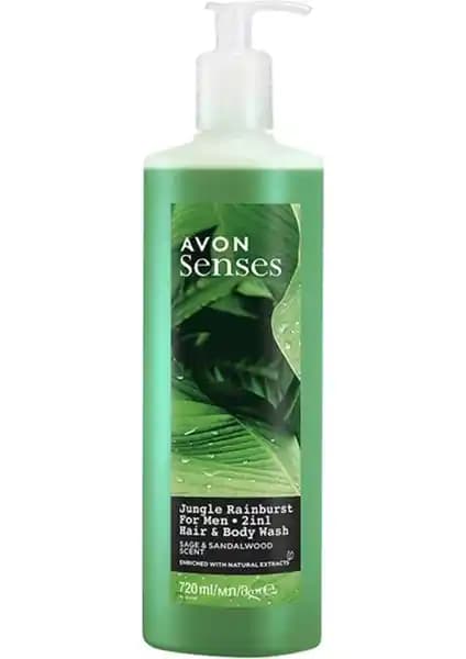 Avon Senses Jungle Rainburst Erkek Şampuanı Adaçayı ve Sandal Ağacı Kokusu 700 ml
