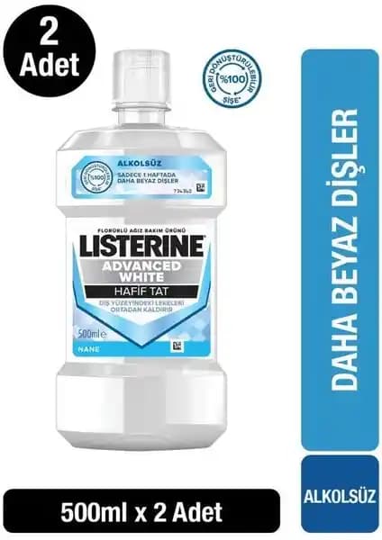 Listerine Advanced White Hafif Tat Alkolsüz Ağız Bakım Suyu Diş Beyazlatma ve Ağız Sağlığını Destekler