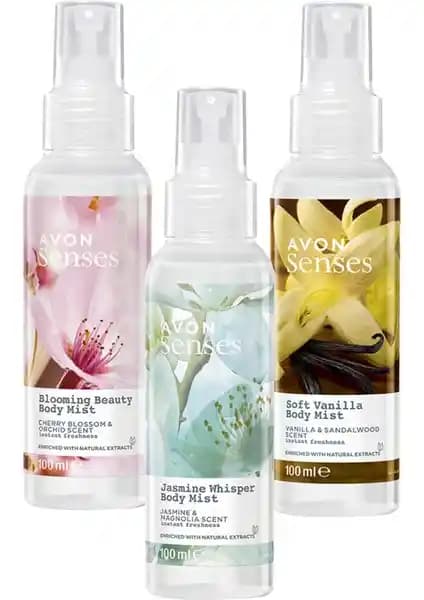 Avon Kiraz Çiçeği Orkide, Vanilya Sandal Ağacı ve Yasemin Manolya Kokulu Vücut Spreyi Paketi